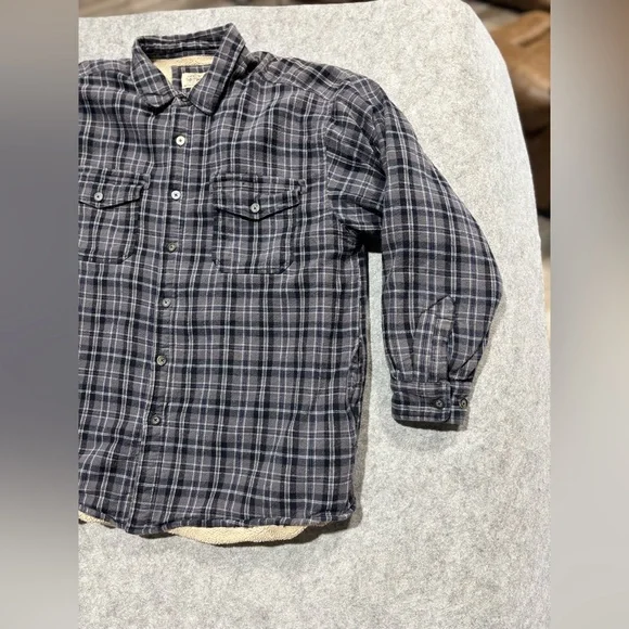 Levis Jacket mens XXL Flannel Sherpa Lined Shackleton Shacket Plaid Black Button - Picture 2 of 14